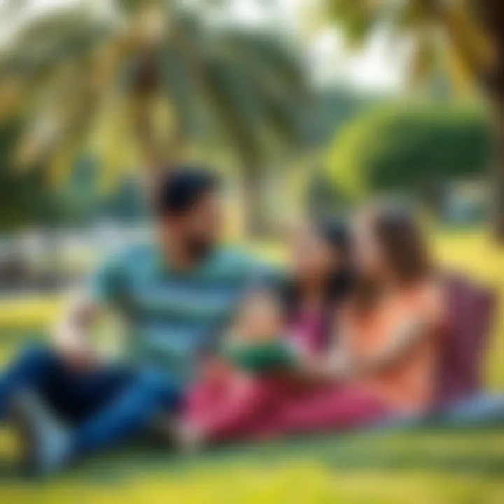 Quality Time: Families Bonding in the Park Families enjoying outdoor leisure in a park