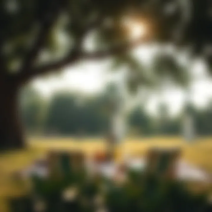 Perfect Picnic: A Scenic Setup under the Trees A picturesque picnic setup under a shade tree