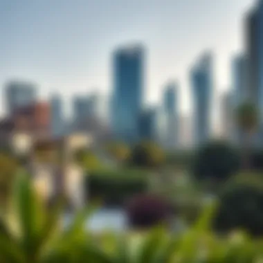 City Meets Nature: A Unique Urban Landscape Scenic view of an urban park with skyscrapers in the background