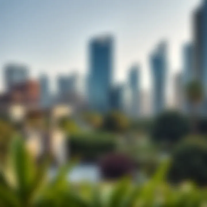 City Meets Nature: A Unique Urban Landscape Scenic view of an urban park with skyscrapers in the background