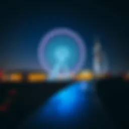 A spectacular view of Ain Dubai illuminated at night