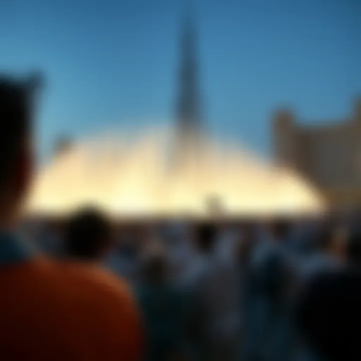 Audience Captivated by the Fountain Performance Crowd enjoying the fountain show