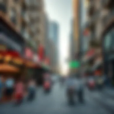 Lively Streets and Dynamic Atmosphere in CBD 4 Vibrant street life in CBD 4 with bustling cafes