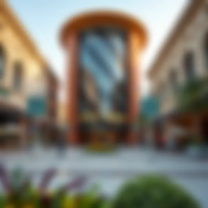 Architectural Marvels of City Walk An artistic shot of the unique architectural features of City Walk Dubai