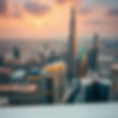Dubai Skyline and Real Estate Development Aerial view of Dubai's skyline showcasing real estate developments