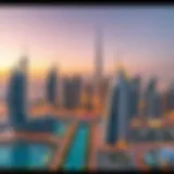 Dubai's Vibrant Skyline An aerial view of Dubai's skyline showcasing modern architecture