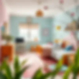 Whimsical design featuring a colorful kids' bedroom with playful decor