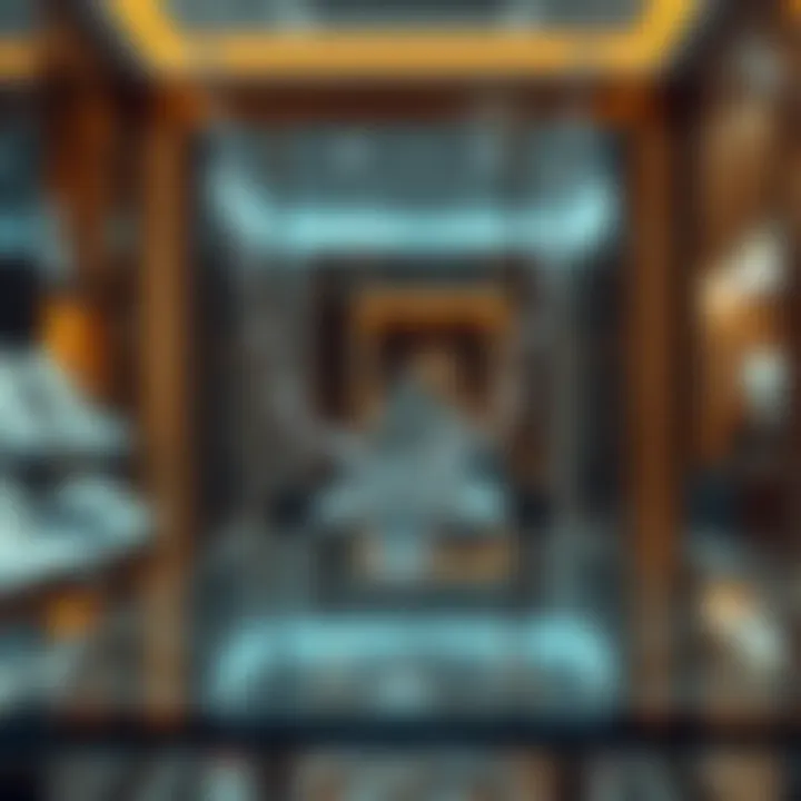 Elegant Silver Necklace in Boutique An elegant silver necklace showcased in a high-end boutique