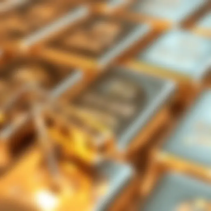 Shimmering Silver Bullion Bars A close-up of shimmering silver bullion bars