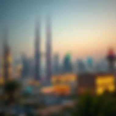 Dubai's Skyline Illuminated for Eid Festive skyline of Dubai during Eid celebrations