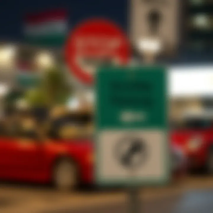 Parking sign indicating Sunday regulations in Dubai
