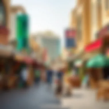 The Bustling Local Market of Al Mankhool Vibrant local market scene in Al Mankhool with shops and cafes