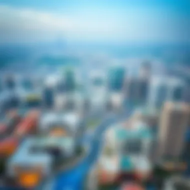 Aerial Perspective of JLT Neighborhood Aerial view of Jumeirah Lake Towers neighborhood