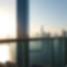 Stunning view of Al Mass Tower against the Dubai skyline