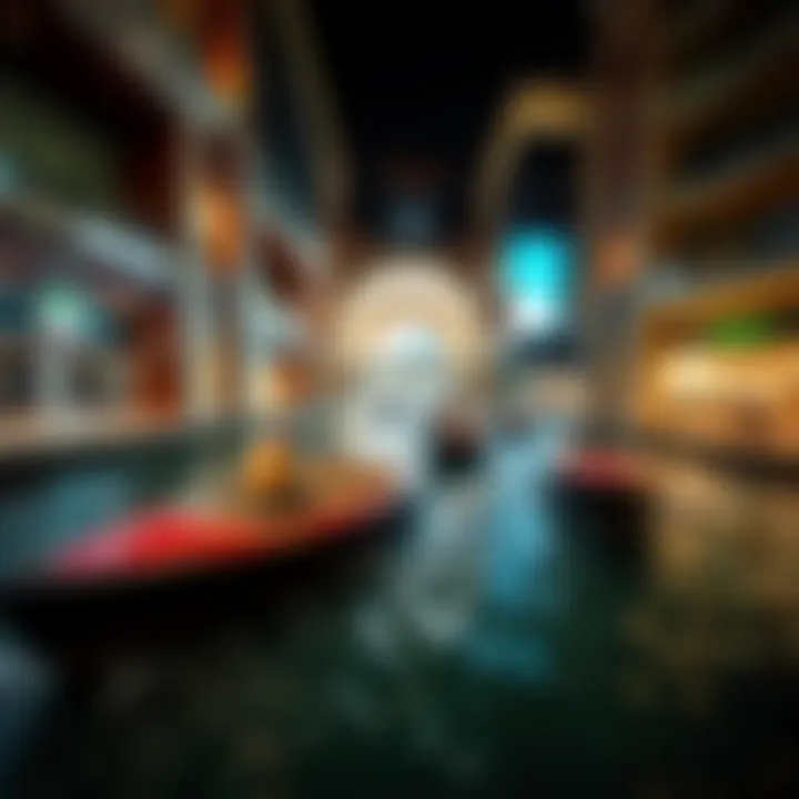 Boats gliding through the waterways of Dubai Mall