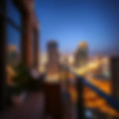 Stunning skyline view from a hotel balcony