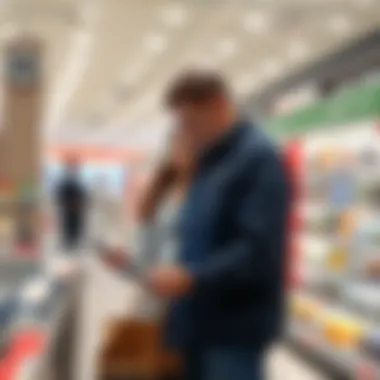 Engaging with Digital Shopping Assistance Customer engaging with a digital shopping assistant
