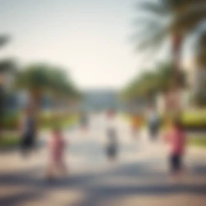 A serene park in Al Nahda with families enjoying recreational activities