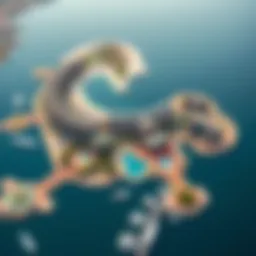 Aerial view of Dream Island showcasing its stunning architecture