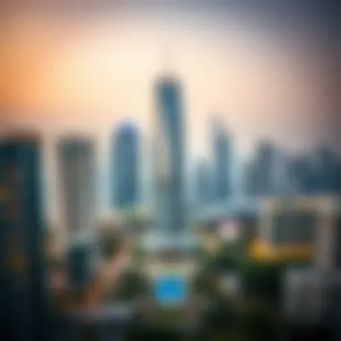 A panoramic view of the DIFC skyline featuring Gate Village Seven