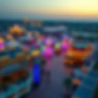 Entertainment Zones and Attractions An aerial shot of the entertainment zones and rides at Global Village