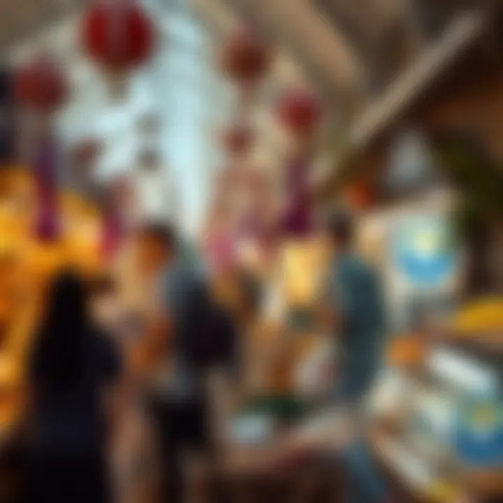 A market scene at Global Village emphasizing local crafts and cuisines