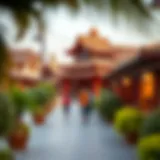 A vibrant view of Global Village showcasing its cultural pavilions