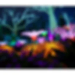 A vibrant display of bioluminescent plants in a glow garden at night