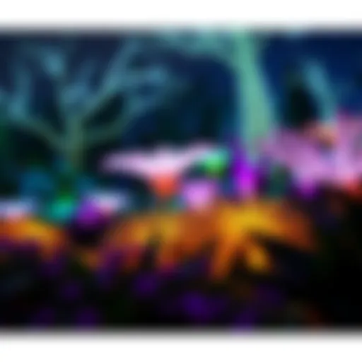 Bioluminescent Beauty: Night in a Glow Garden A vibrant display of bioluminescent plants in a glow garden at night
