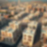 Aerial view of Al Rigga showcasing partition rental buildings