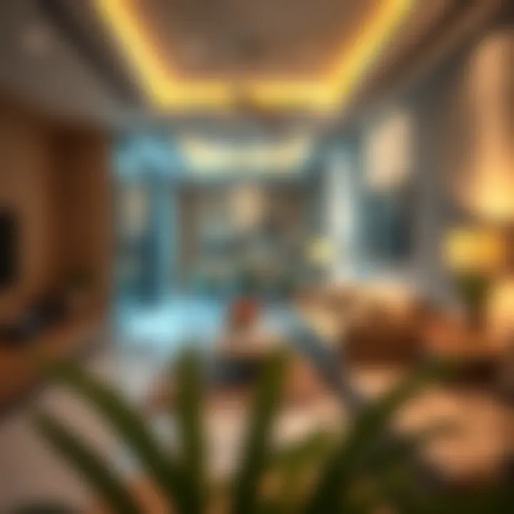 Interior of a partition rental space decorated for comfort