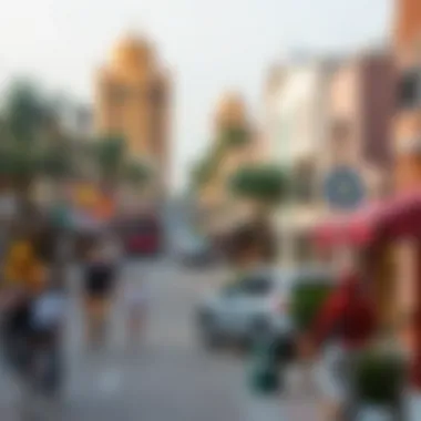 A vibrant neighborhood in Dubai highlighting cultural diversity