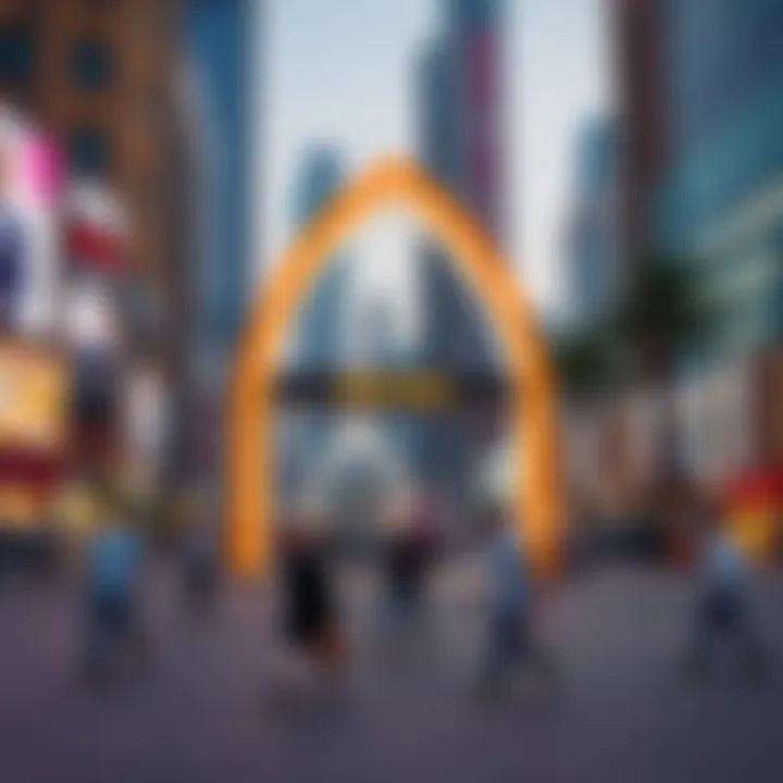 Urban Life Around Dubai Frame Metro Station Vibrant surroundings of Dubai Frame Metro Station illustrating urban life