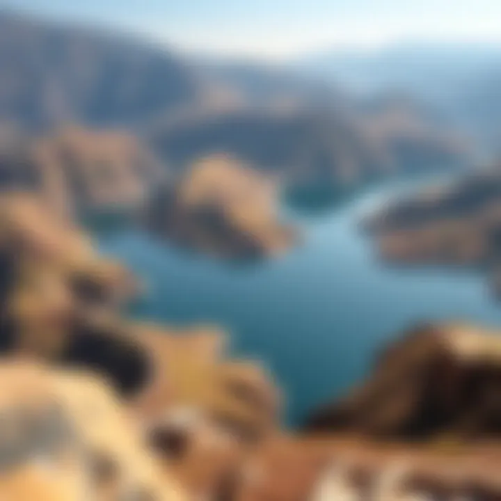 Hatta Dam Serenity Panoramic view of Hatta Dam surrounded by hills