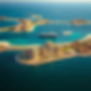 Aerial Perspective of Al Marjan Island Aerial view of Al Marjan Island highlighting the Pacific Building's strategic location