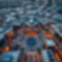 Aerial view of Town Square Dubai showcasing its modern architecture and layout