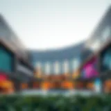 Exterior view of Madinat Zayed Shopping Centre showcasing modern architecture