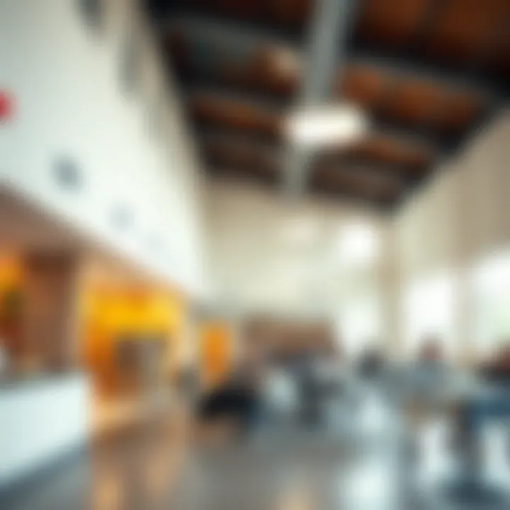 Vibrant Social Spaces Inside the Community Centre Interior of the community centre featuring vibrant social spaces