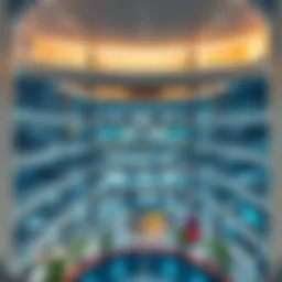 Overview of the parking structure at Dubai Mall showcasing multiple levels