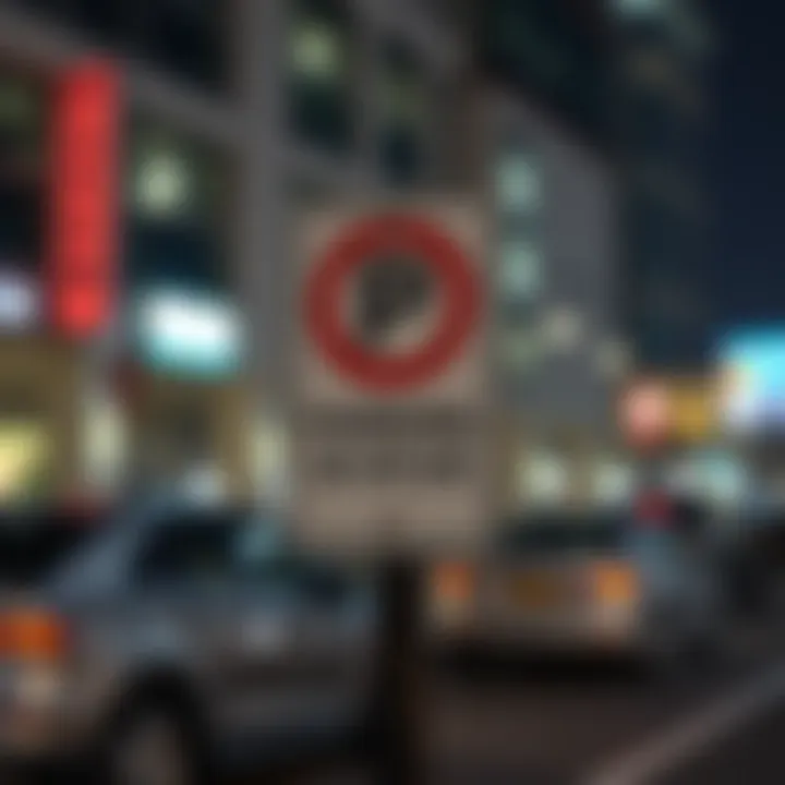 Signage indicating parking regulations in Dubai