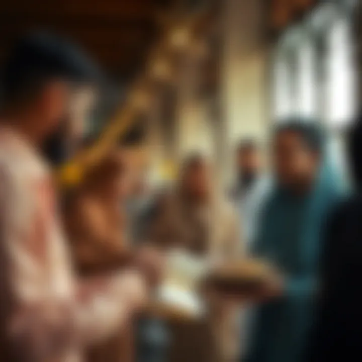 Community members engaging in charity during Ramadan