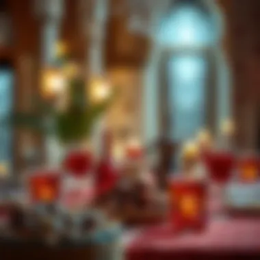 Iftar Celebration Traditional iftar table setting with dates and drinks