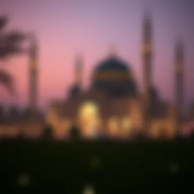 Mosque Illuminated for Ramadan A mosque adorned with lights during Ramadan nights