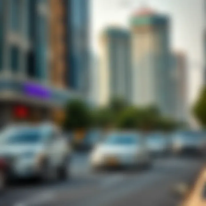Parking on a Busy Dubai Street Busy street in Dubai with parked cars