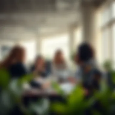 Dynamic Workplace Collaboration A group of professionals collaborating in an office environment