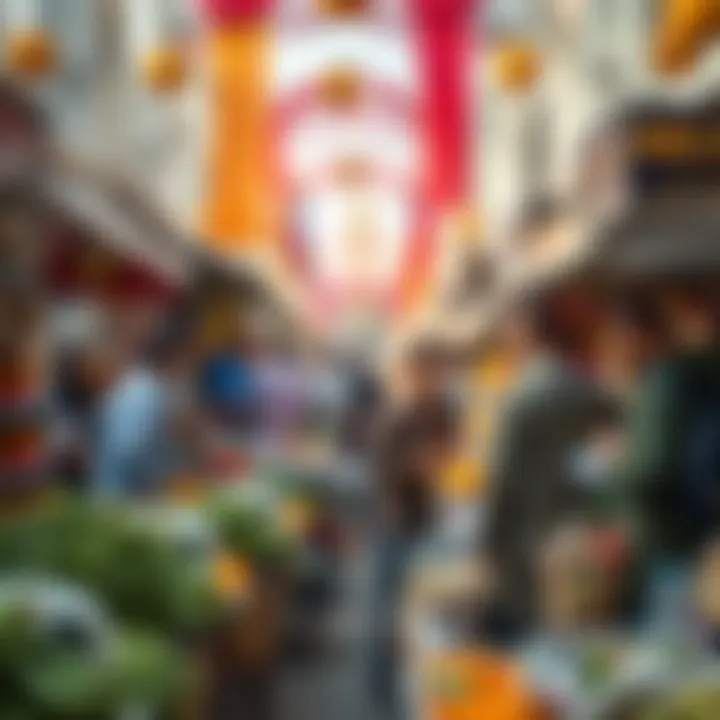 Vibrant Market Activities A bustling market scene during UAE holiday festivities