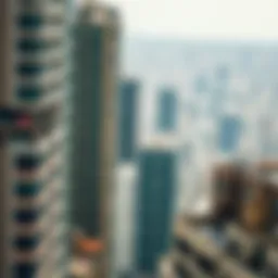 Aerial view of a divided urban landscape showcasing contrasting architectural styles