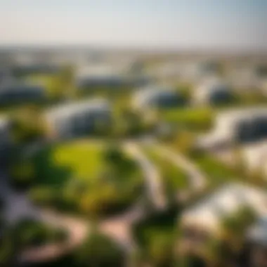 Panoramic View of The Greens Park Panoramic shot of The Greens Park highlighting residential buildings around the green spaces