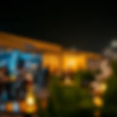 A vibrant outdoor shisha dining experience at night