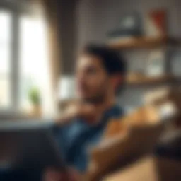 A thoughtful individual reviewing moving company options